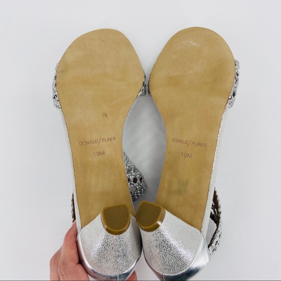 Donald J Pliner Silver Woven Zip Heel Verona Heels - Picture 7 of 8